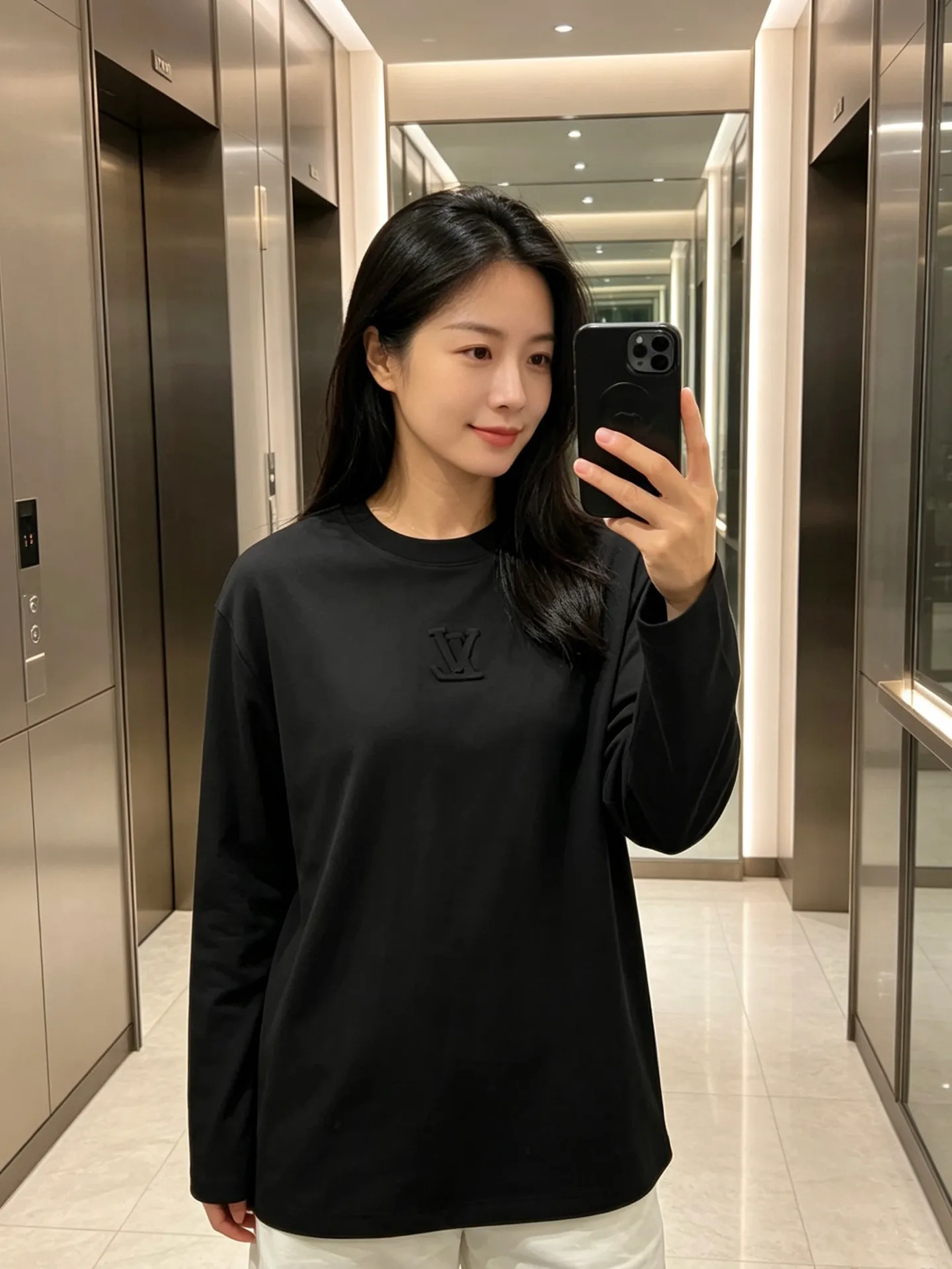 Louis Vuitton/Louis Vuitton embossed logo embossed long-sleeved T-shirt